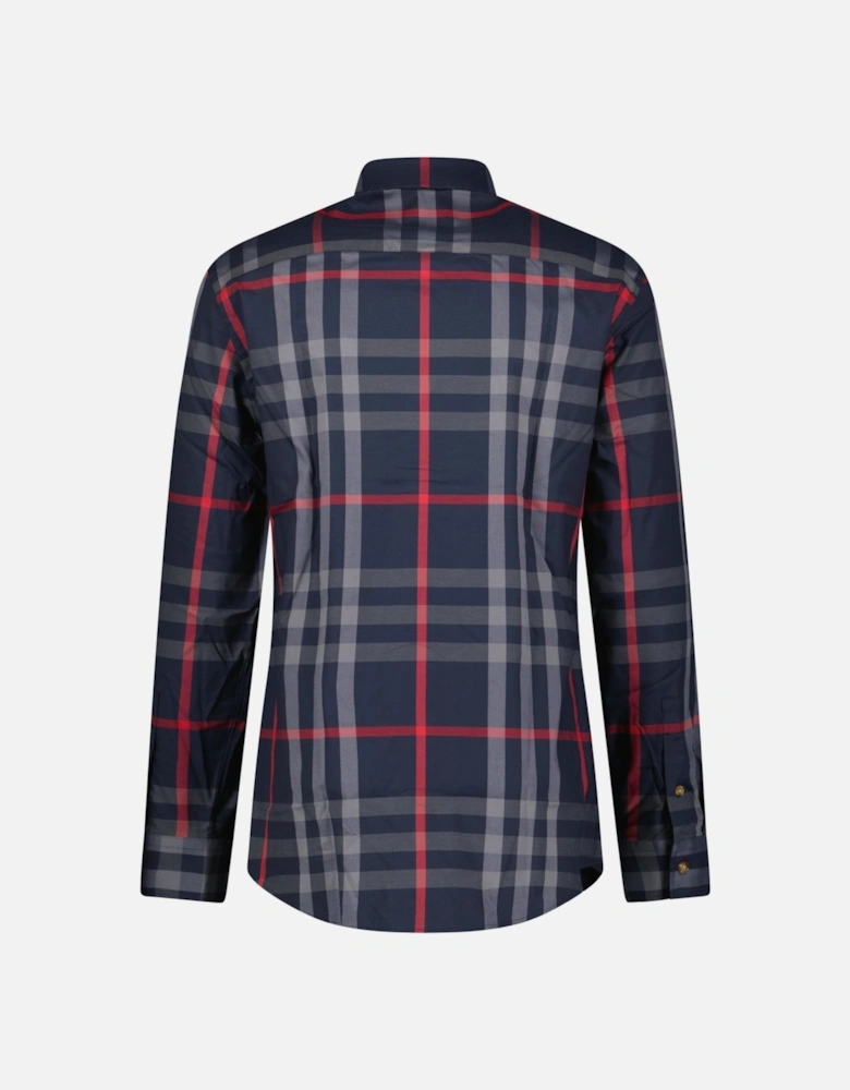 'Claverdon' Check Shirt in Navy & Red