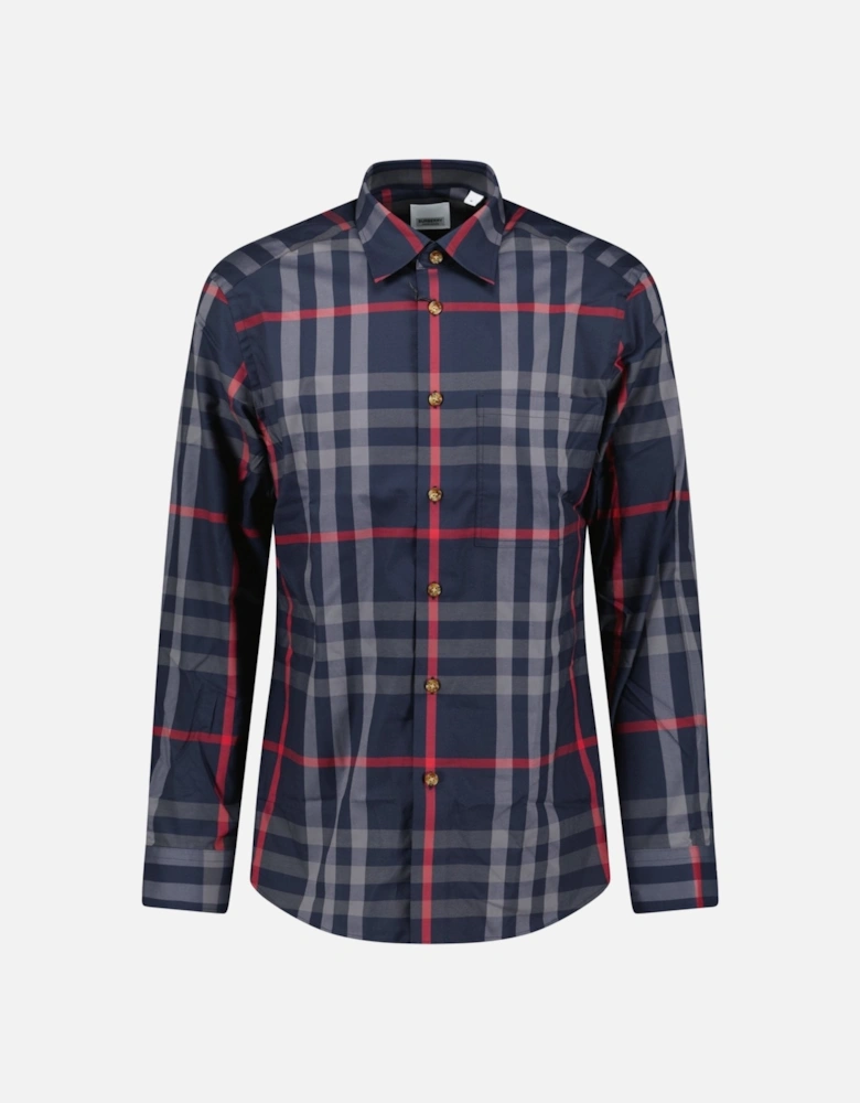 'Claverdon' Check Shirt in Navy & Red