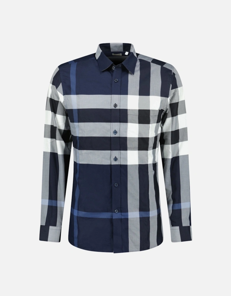 'Somerville' Check Shirt in Navy Blue