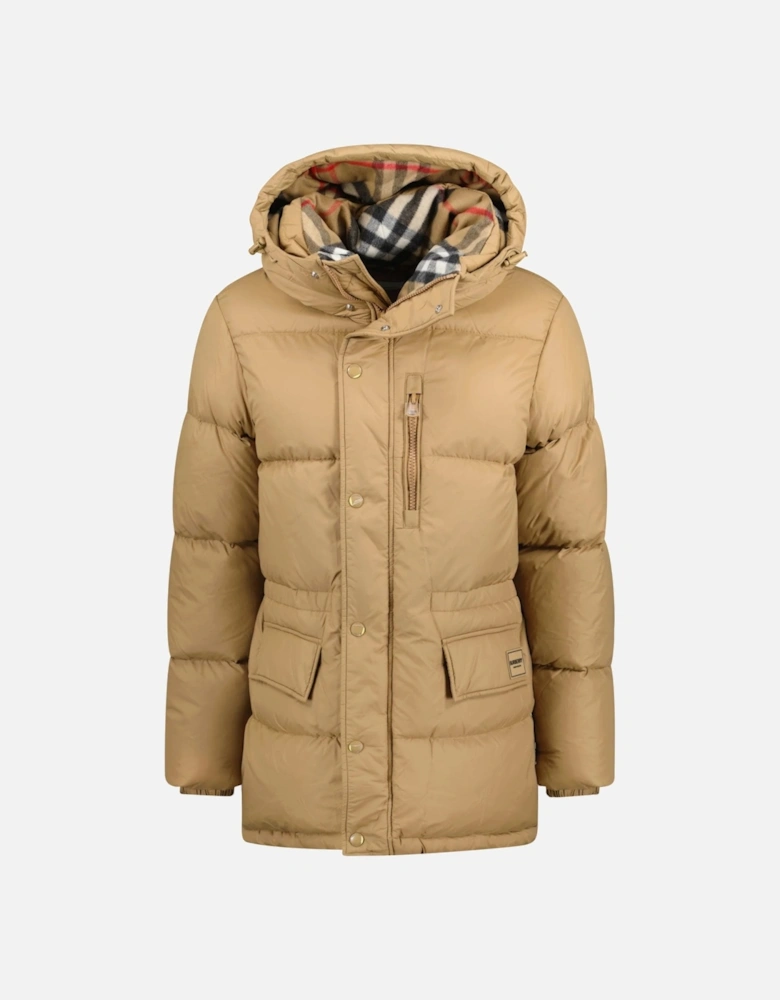 Burberry Haworth Mid Length Down Puffer Jacket Beige