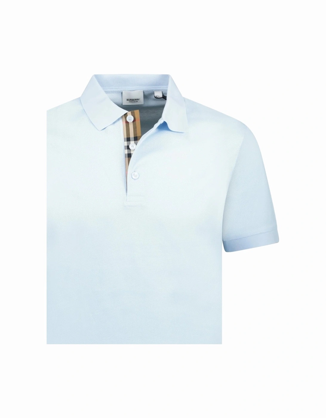 'Hartford' Check Placket Polo Light Blue