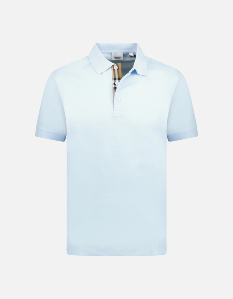 'Hartford' Check Placket Polo Light Blue