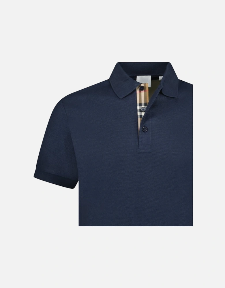 'Hartford' Check Placket Polo Navy