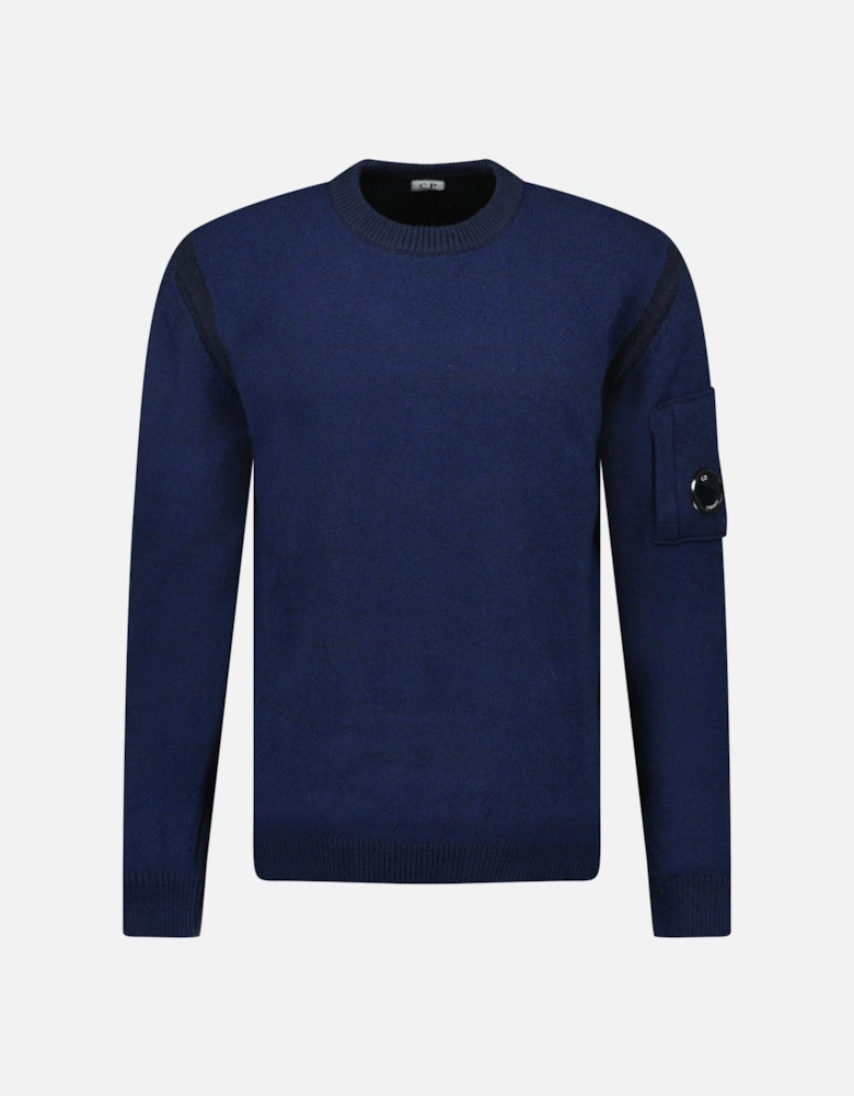 Fleece Knit Crewneck Vanisé Lens Knit Jumper Estate Blue