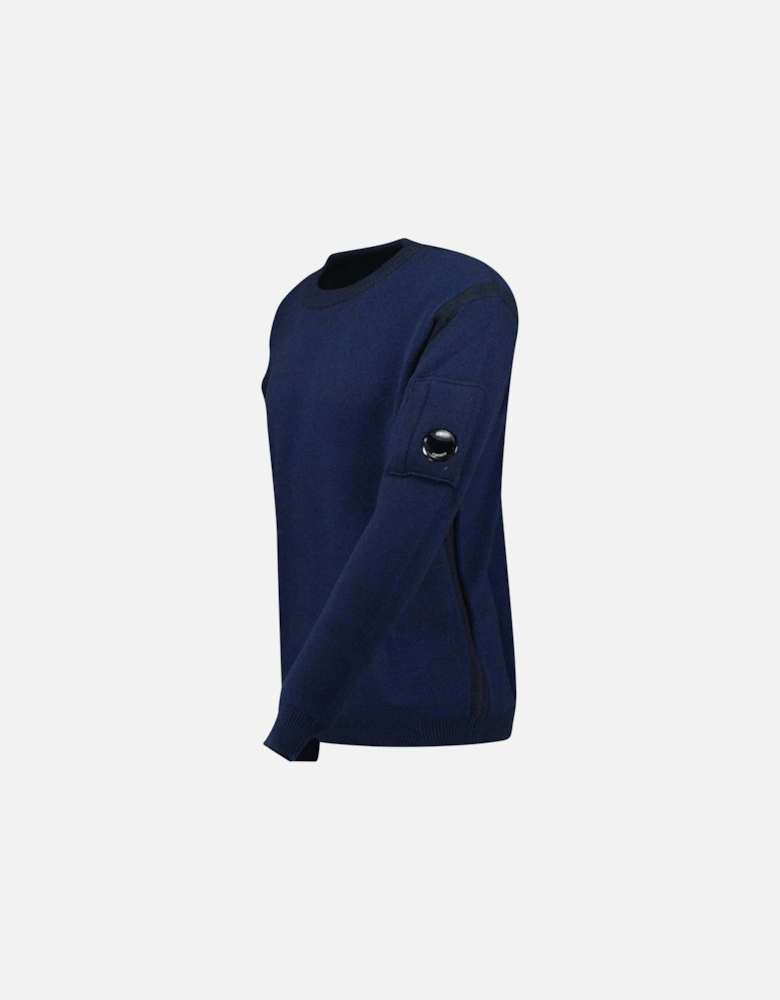 Fleece Knit Crewneck Vanisé Lens Knit Jumper Estate Blue