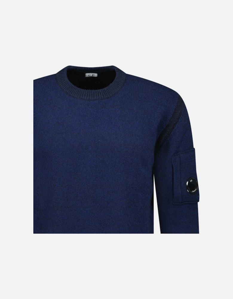 Fleece Knit Crewneck Vanisé Lens Knit Jumper Estate Blue