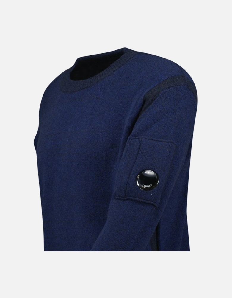 Fleece Knit Crewneck Vanisé Lens Knit Jumper Estate Blue