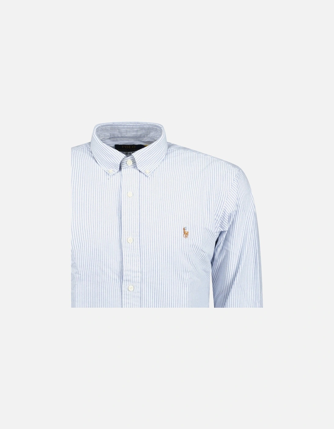 Custom Fit Striped Stretch Oxford Shirt Blue & White