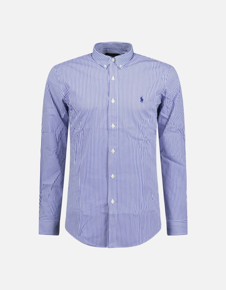 Slim Fit Stripe Stretch Oxford Shirt Blue & White