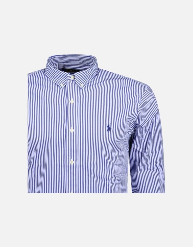 Slim Fit Stripe Stretch Oxford Shirt Blue & White