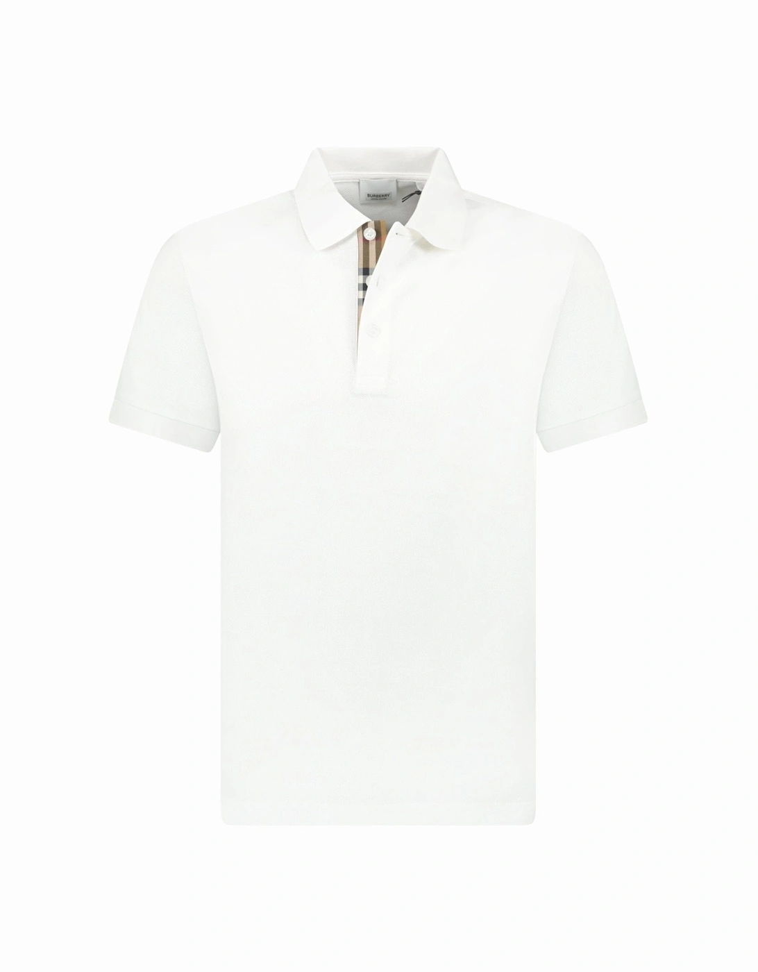 Men's Burberry 'Hartford' Check Placket Polo White - Size: 36