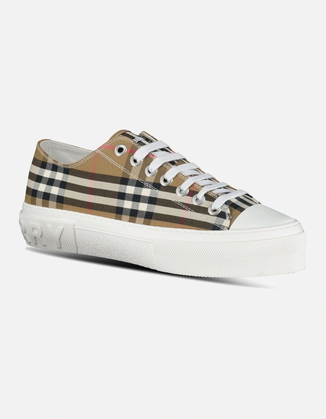 'Jack Low' Check Trainers Taupe Brown