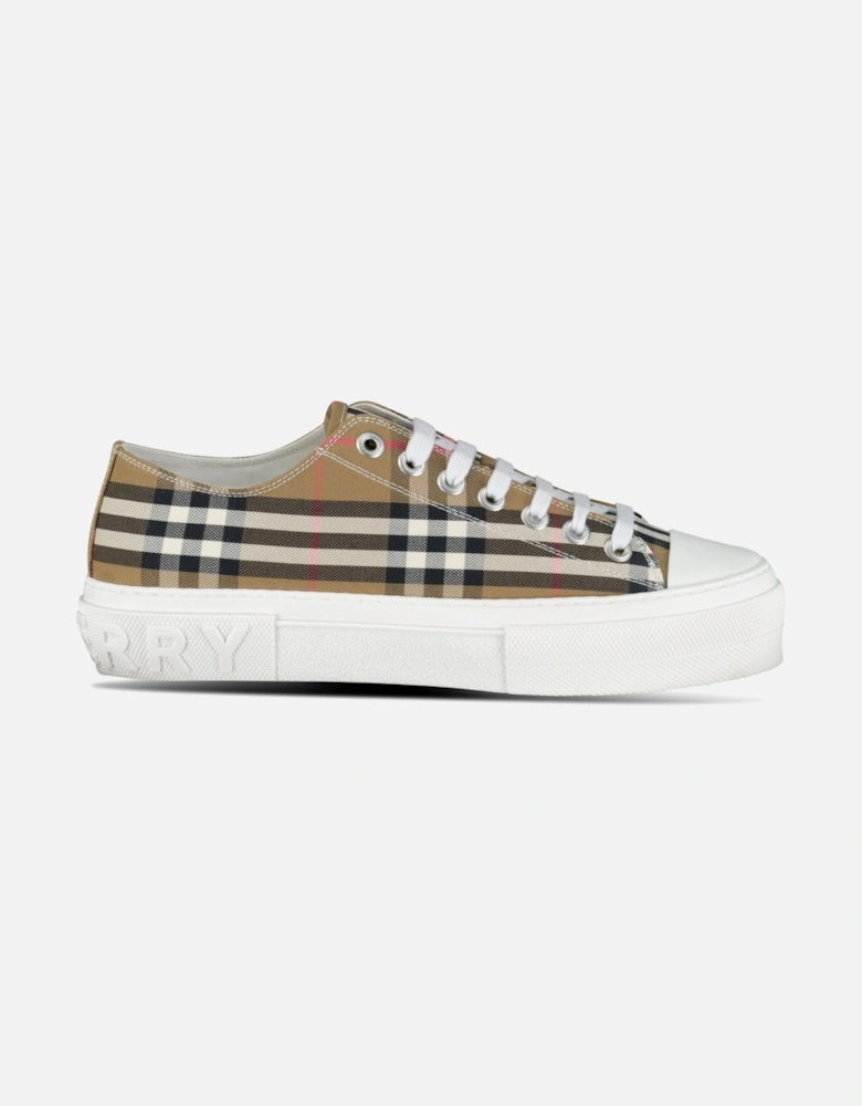 'Jack Low' Check Trainers Taupe Brown