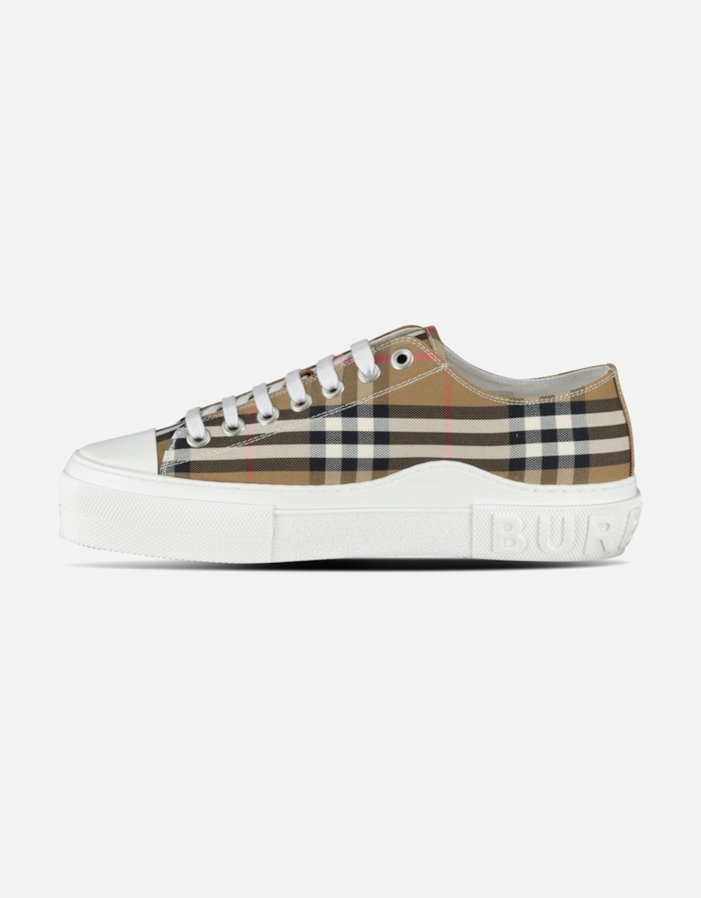 'Jack Low' Check Trainers Taupe Brown