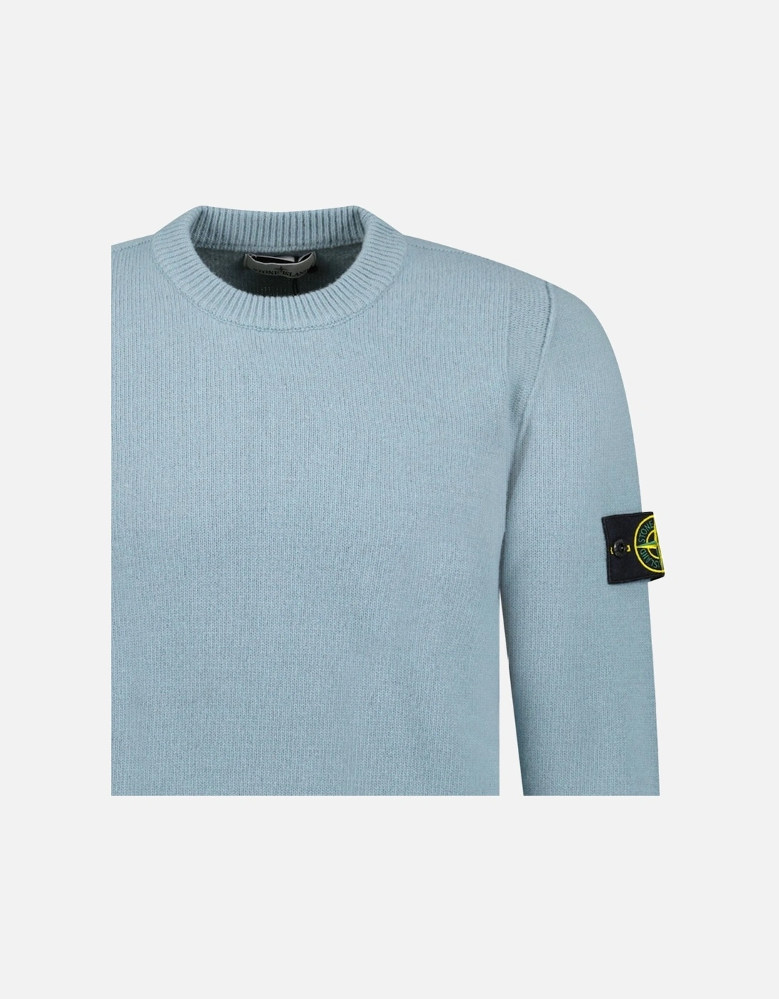 Compass-Badge Knit Wool Jumper Green Grey