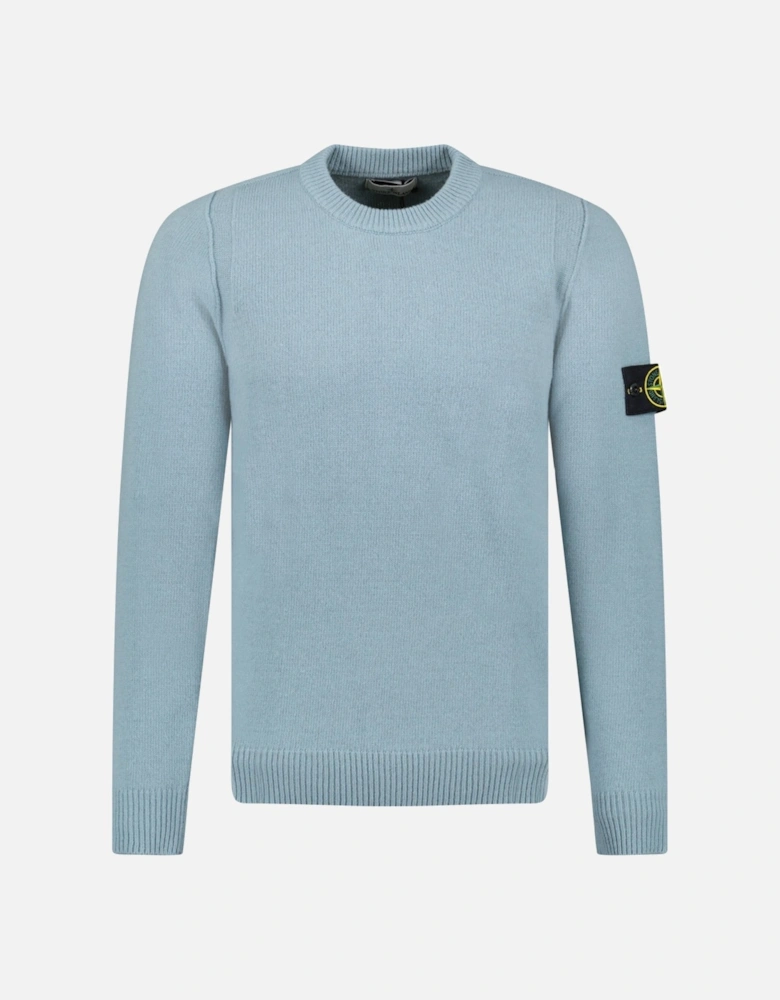 Compass-Badge Knit Wool Jumper Green Grey