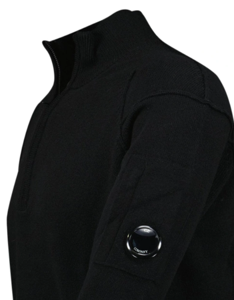 Arm Lens Wool Half Zip Knit Jumper Black