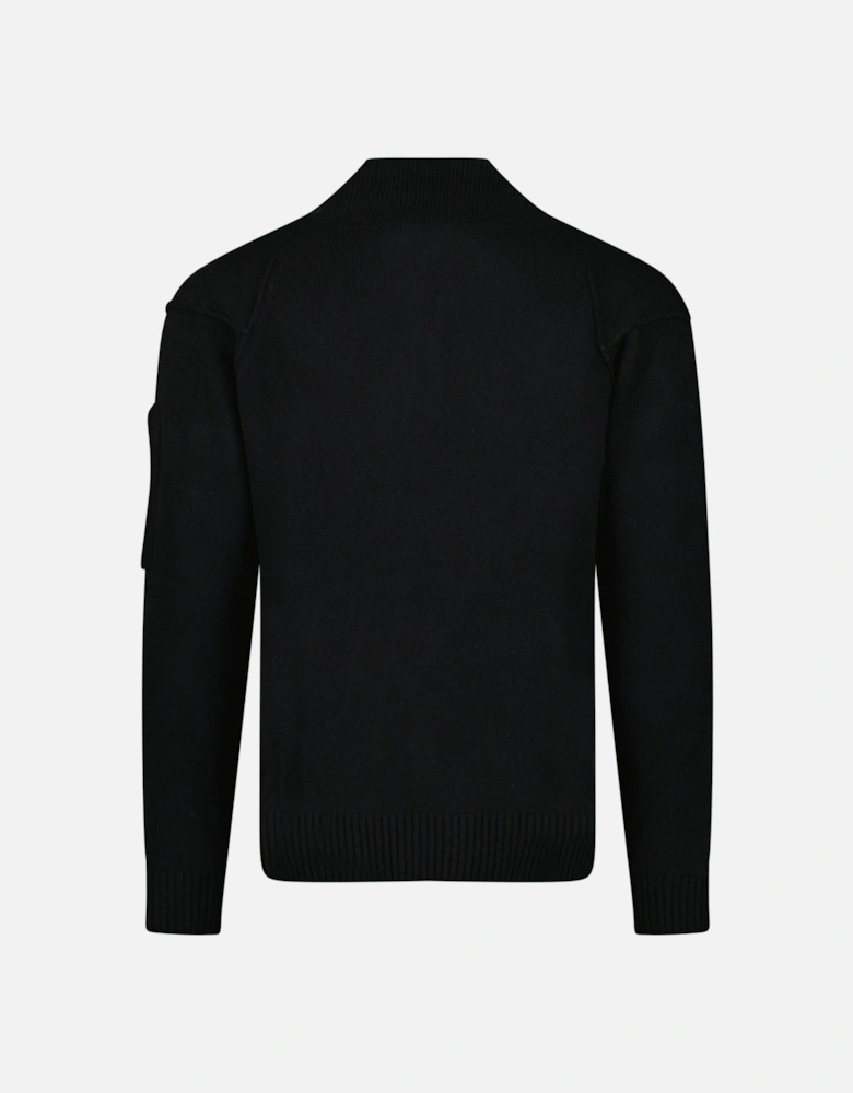 Arm Lens Wool Half Zip Knit Jumper Black