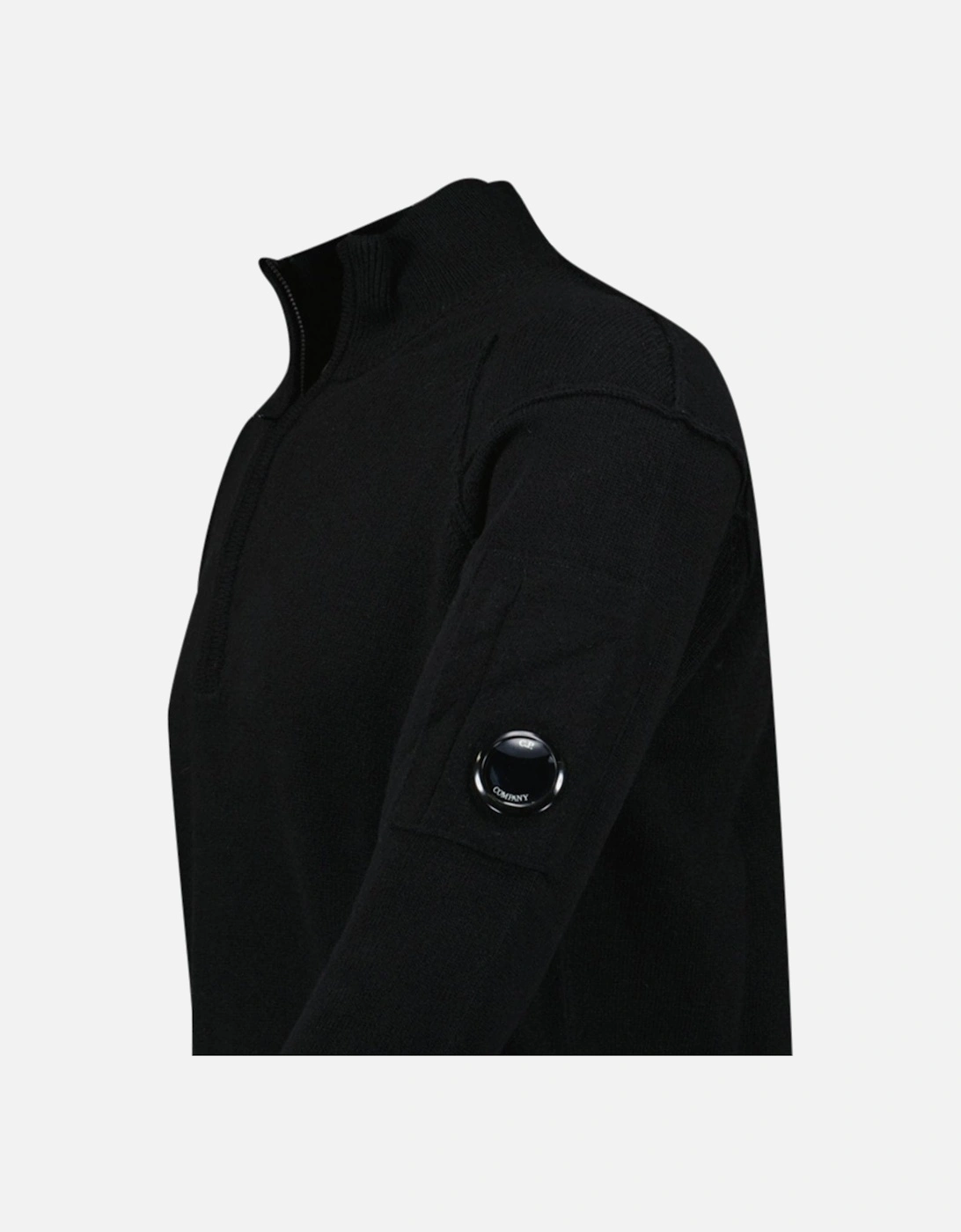 Arm Lens Wool Half Zip Knit Jumper Black