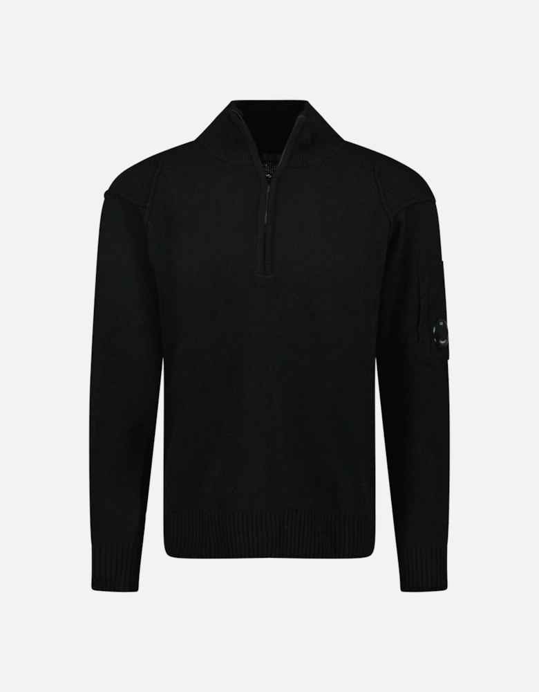 Arm Lens Wool Half Zip Knit Jumper Black