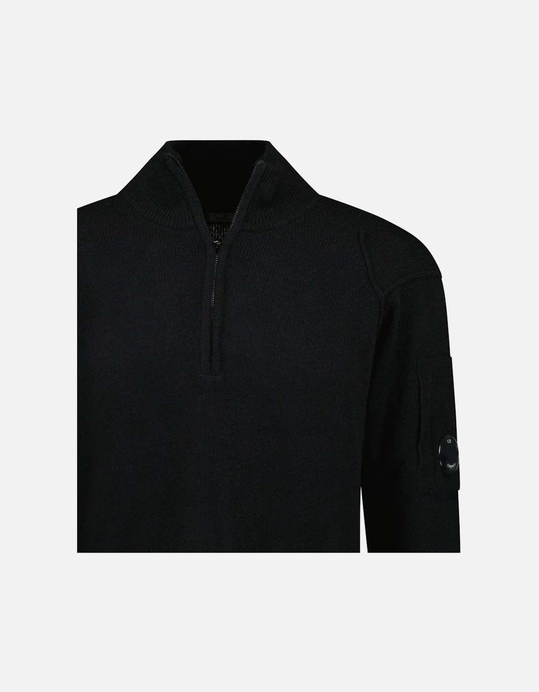 Arm Lens Wool Half Zip Knit Jumper Black