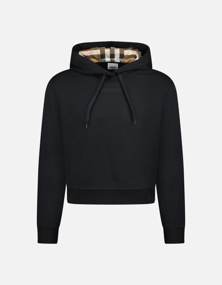 'Talley' Embroidery Logo Check Hooded Sweatshirt Black