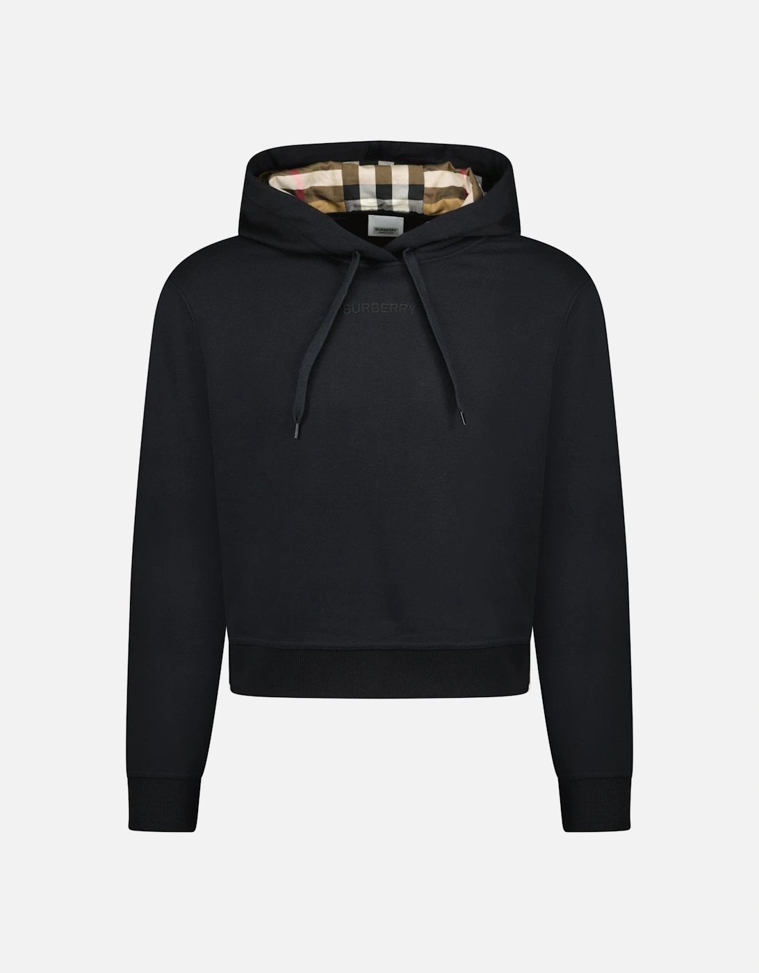 'Talley' Embroidery Logo Check Hooded Sweatshirt Black, 5 of 4