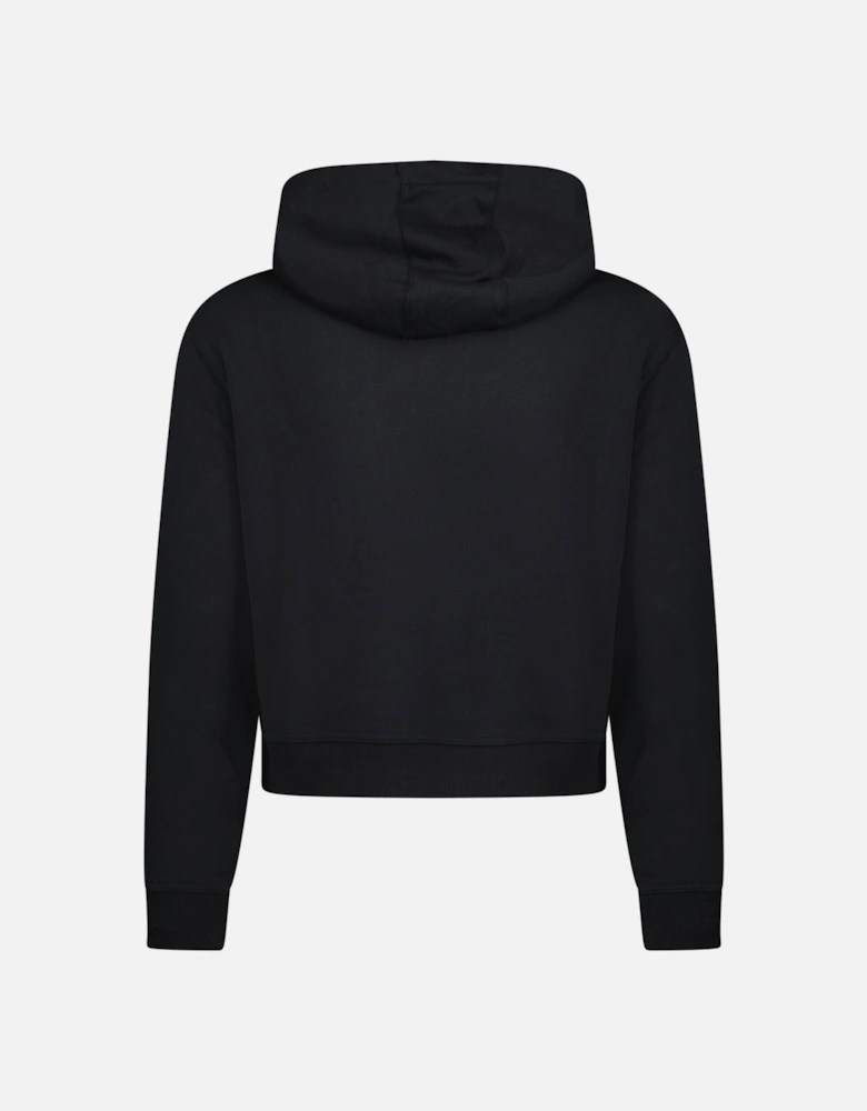 'Talley' Embroidery Logo Check Hooded Sweatshirt Black