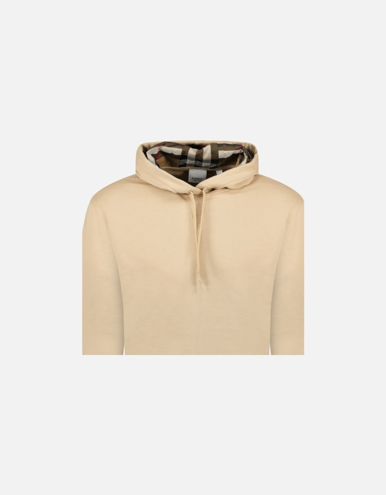 'Talley' Embroidery Logo Check Hooded Sweatshirt Beige