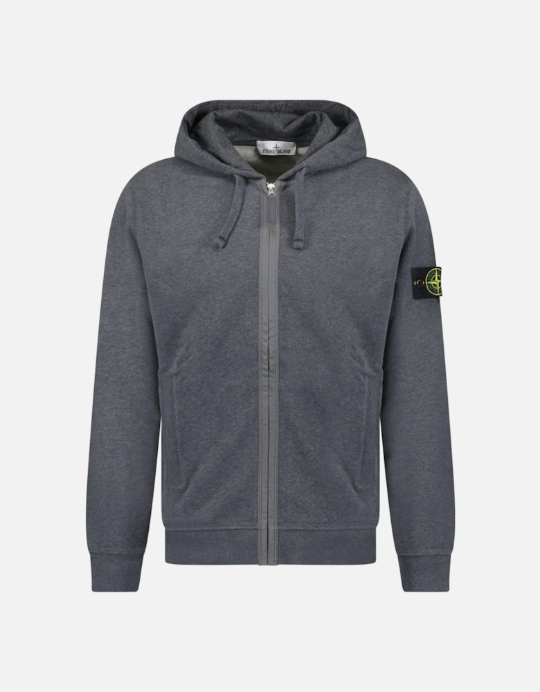 Brushed Zip Organic Cotton Hooded Sweatshirt Dark Grey