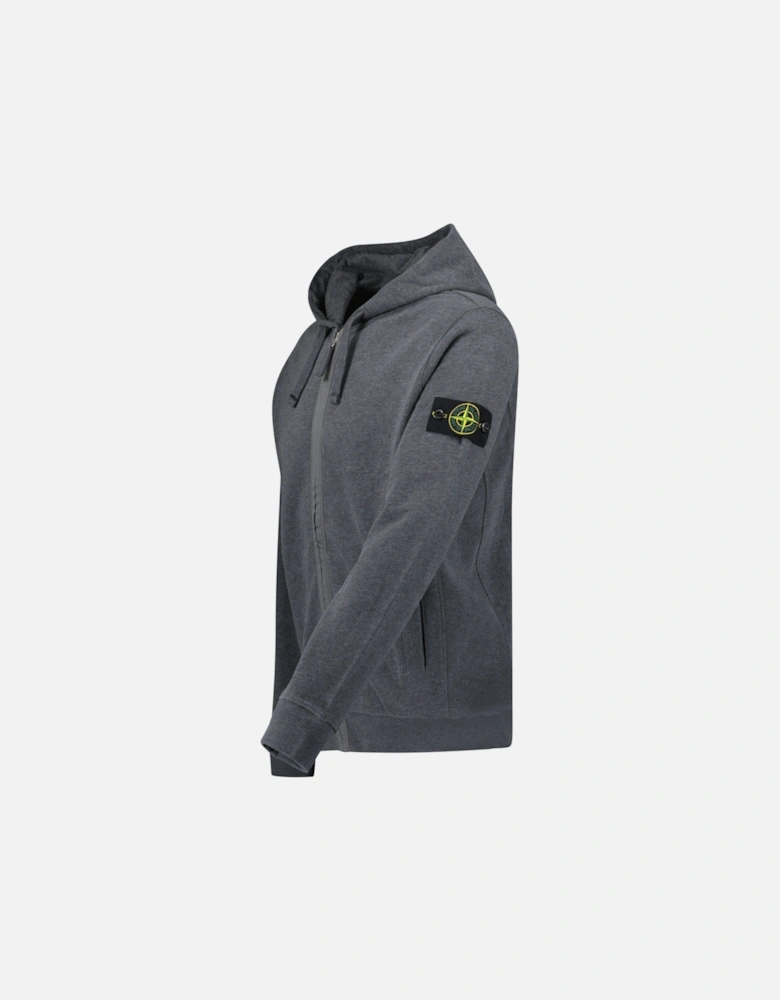 Brushed Zip Organic Cotton Hooded Sweatshirt Dark Grey