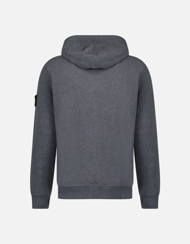 Brushed Zip Organic Cotton Hooded Sweatshirt Dark Grey