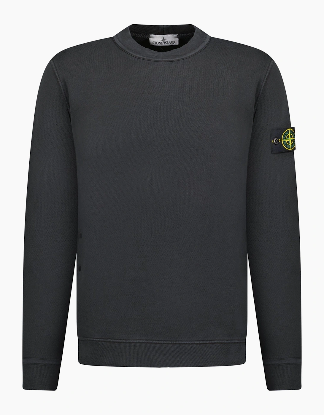 Stone Island Men's Black Old Effect Crewneck Sweatshirt - Size: 38