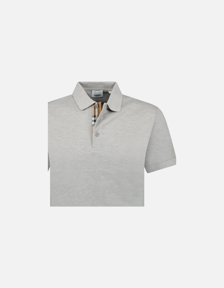 'Hartford' Check Placket Polo Grey