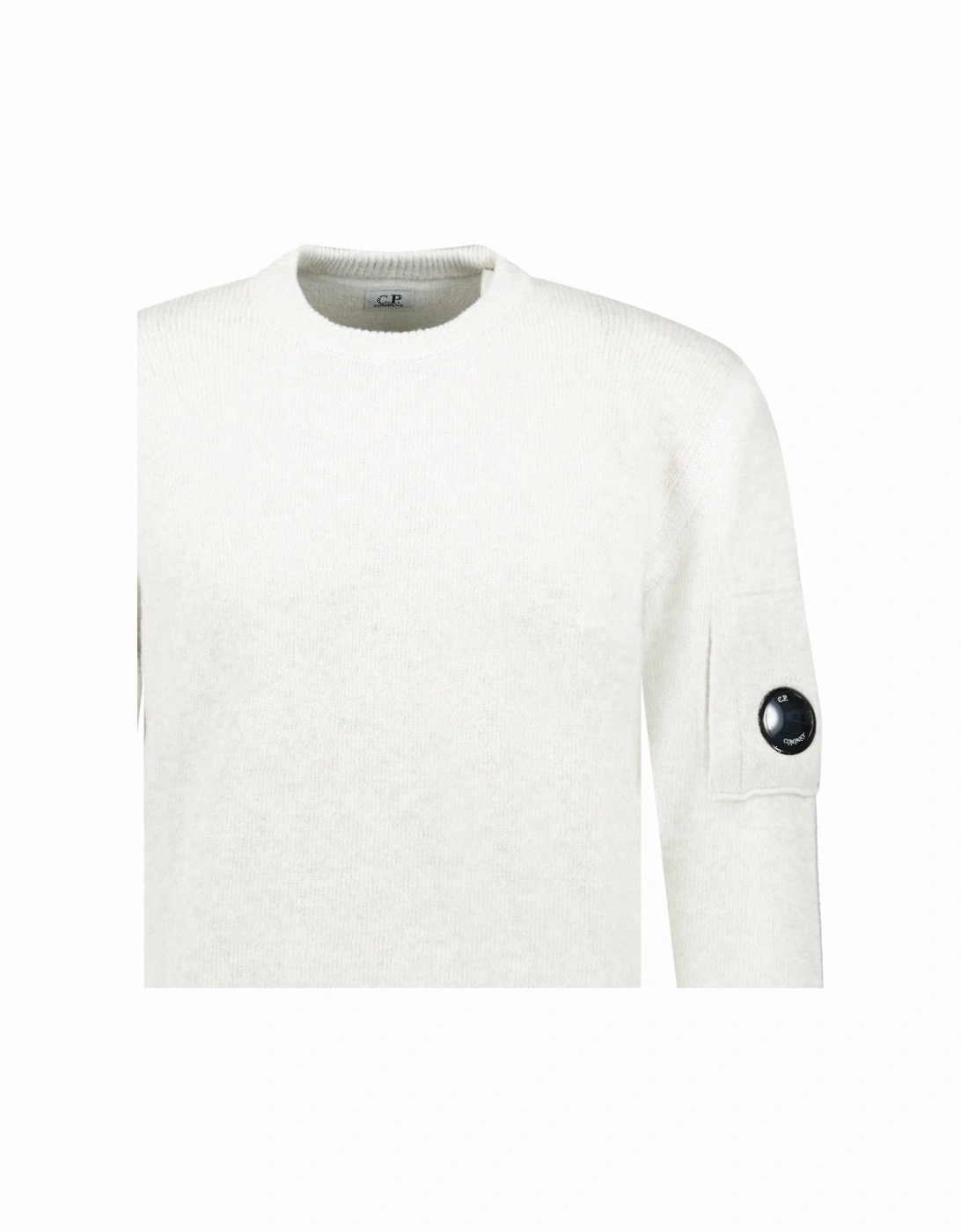 Fleece Knit Crewneck Vanisé Lens Knit Jumper White Melange