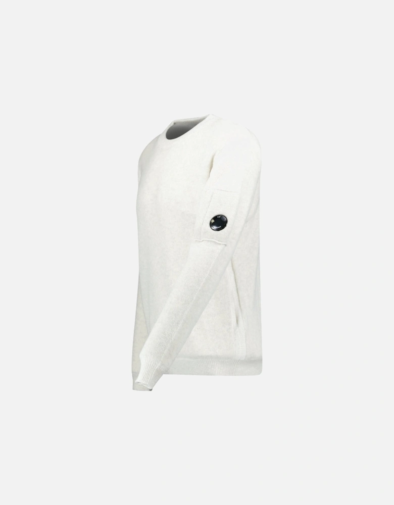 Fleece Knit Crewneck Vanisé Lens Knit Jumper White Melange