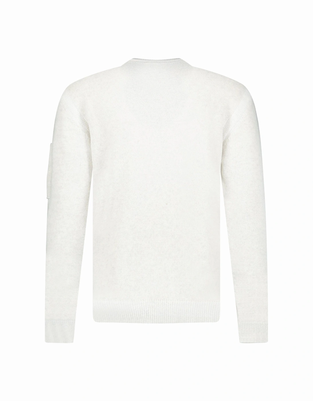 Fleece Knit Crewneck Vanisé Lens Knit Jumper White Melange