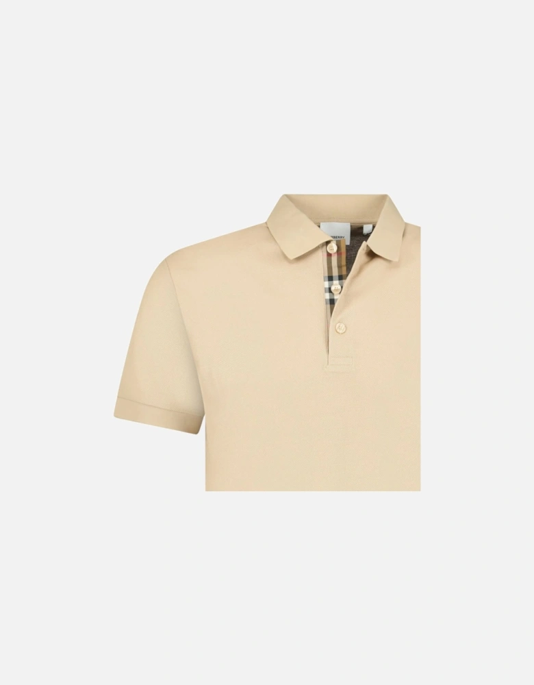'Hartford' Check Placket Polo Beige