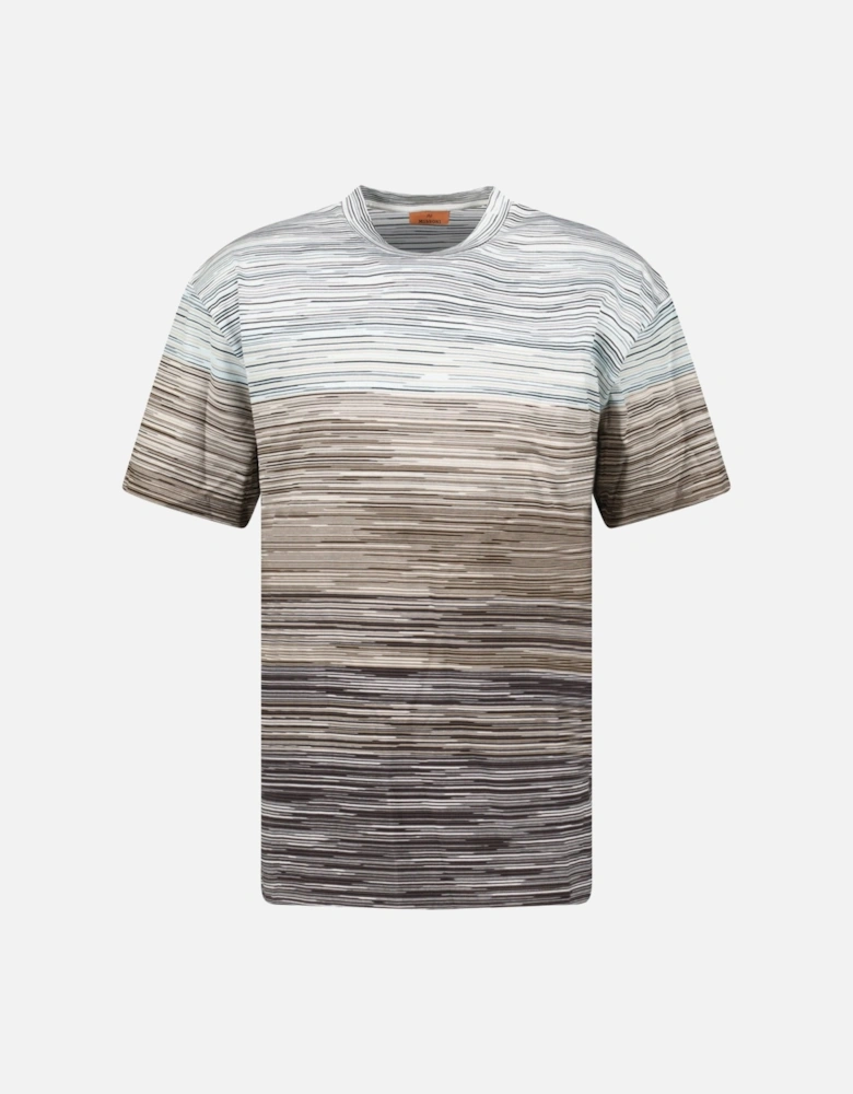 Space-Dye Cotton T-Shirt in White, Beige, and Brown