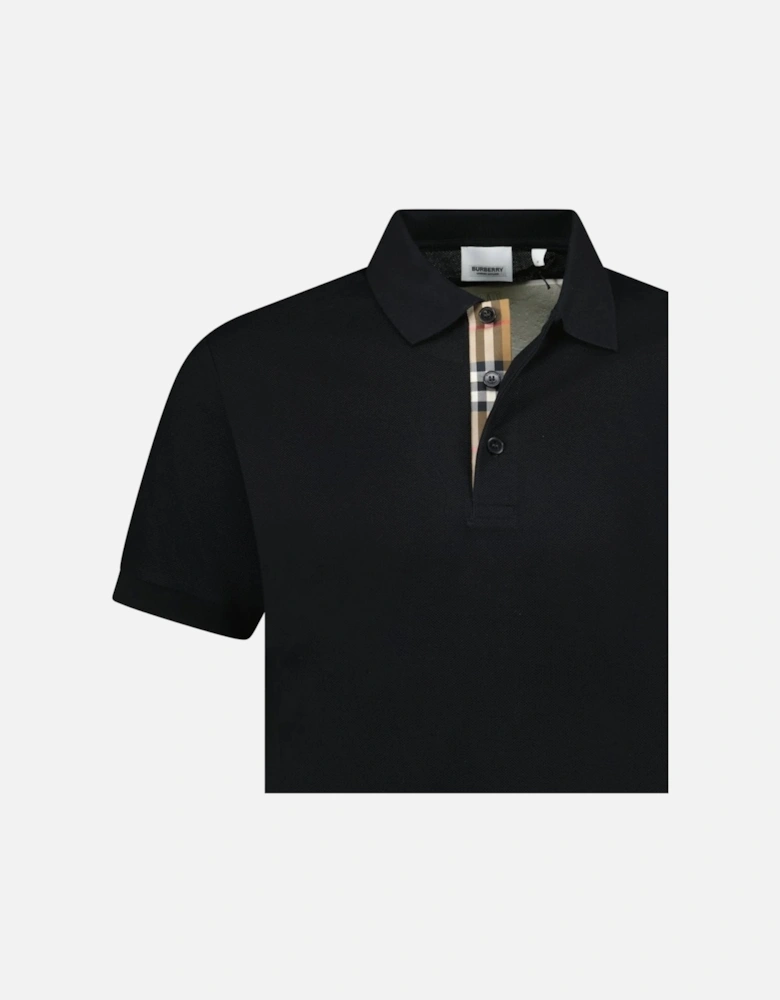 'Hartford' Check Placket Polo Black