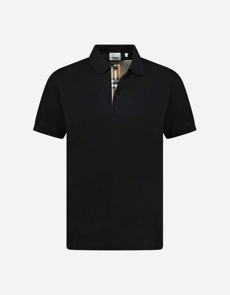 'Hartford' Check Placket Polo Black