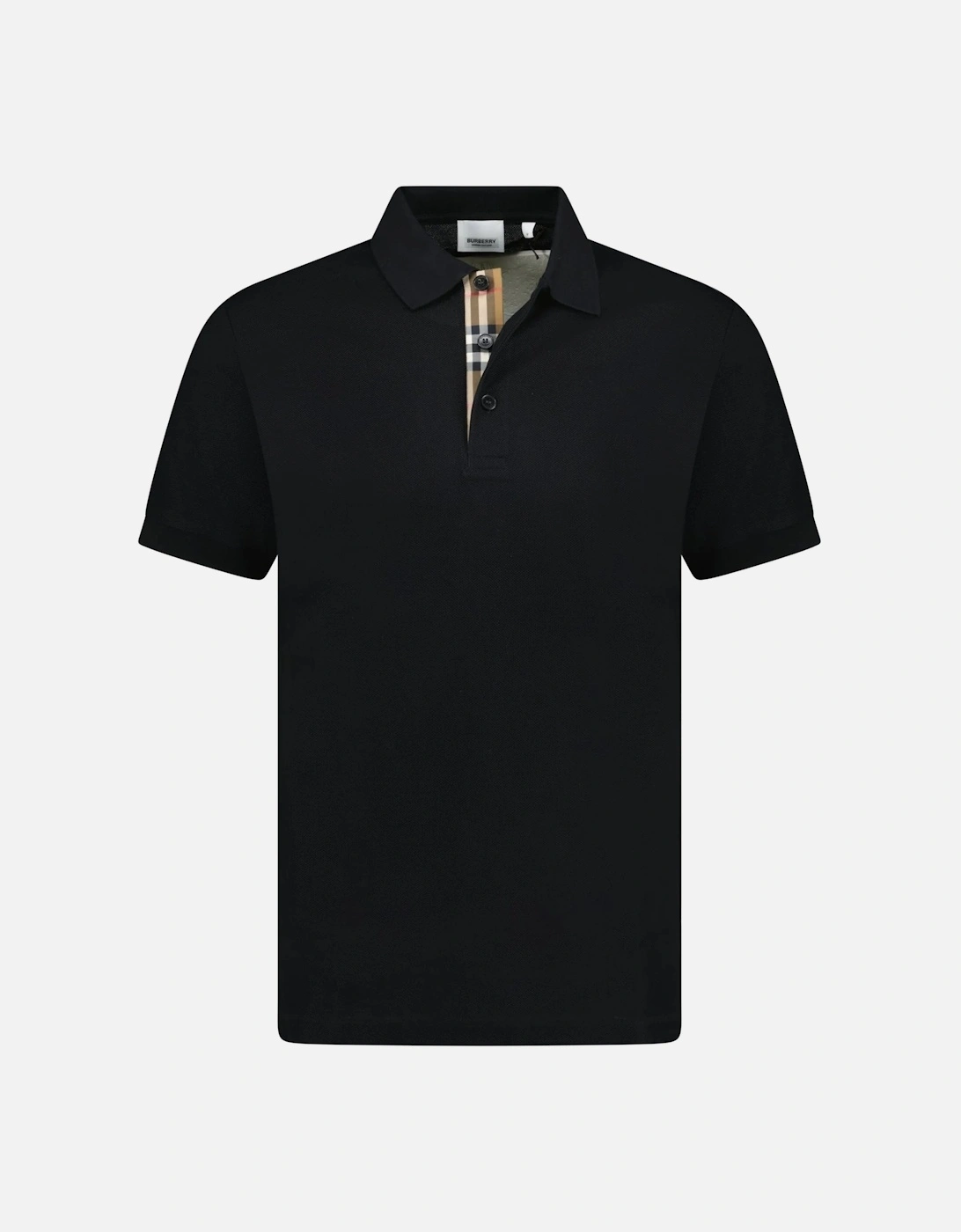 Men's Burberry 'Hartford' Check Placket Polo Black - Size: 38