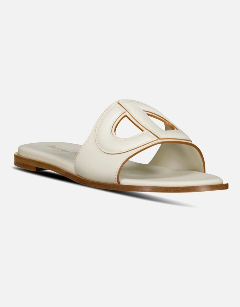 D-Club Slide Calfskin Sandals White