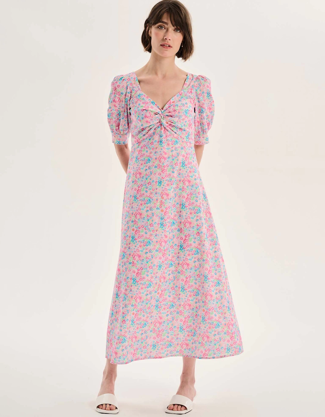 Bluebell Floral Knot Front Dress in Pink, 5 of 4