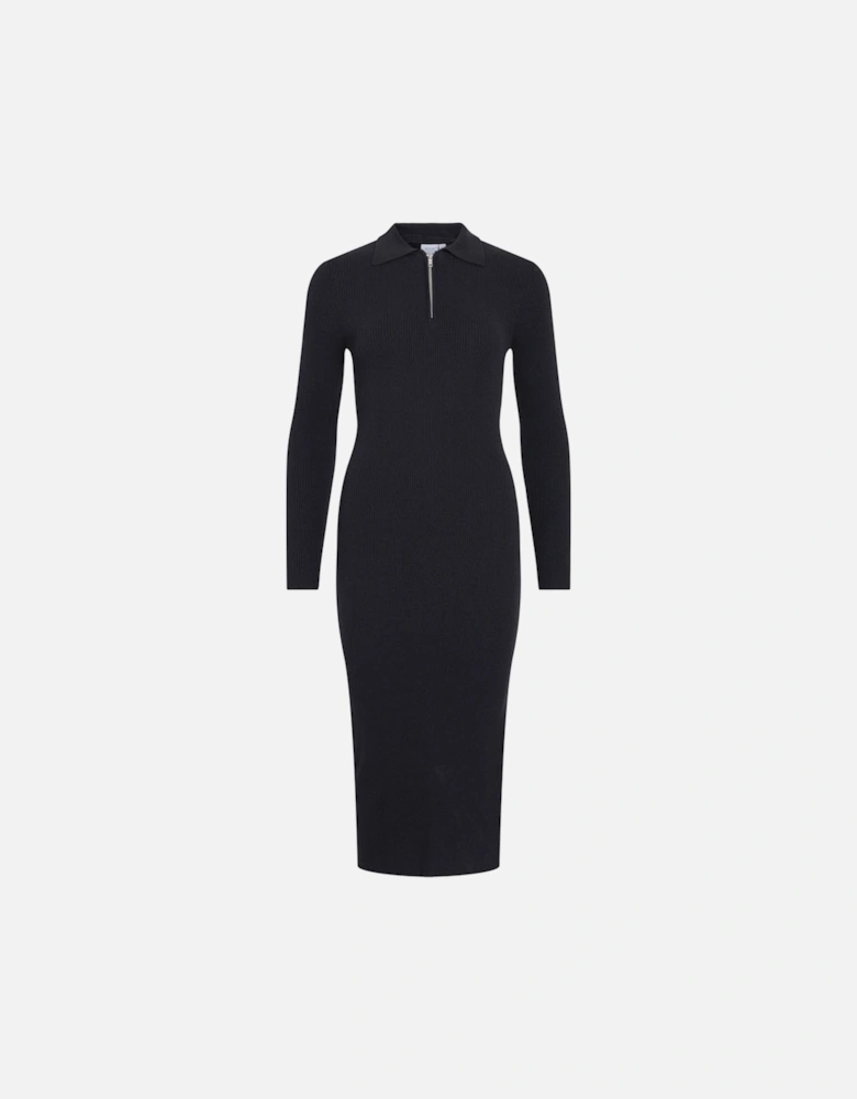 Meilani Long Sleeve Collar Knit Long Dress Black Beauty