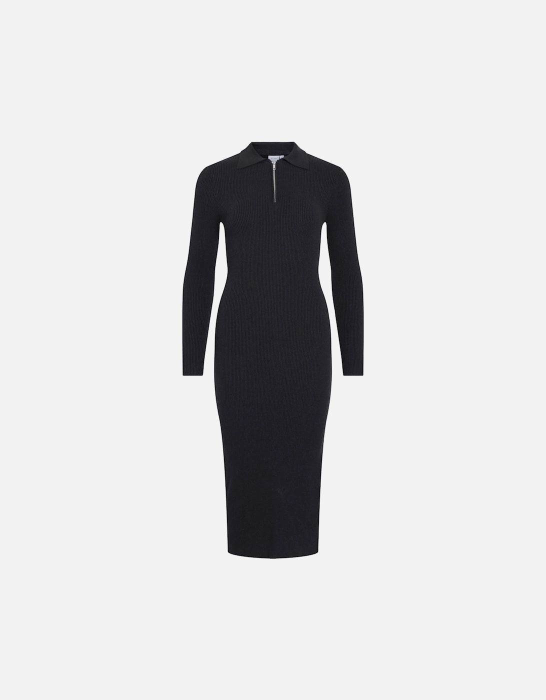 Meilani Long Sleeve Collar Knit Long Dress Black Beauty