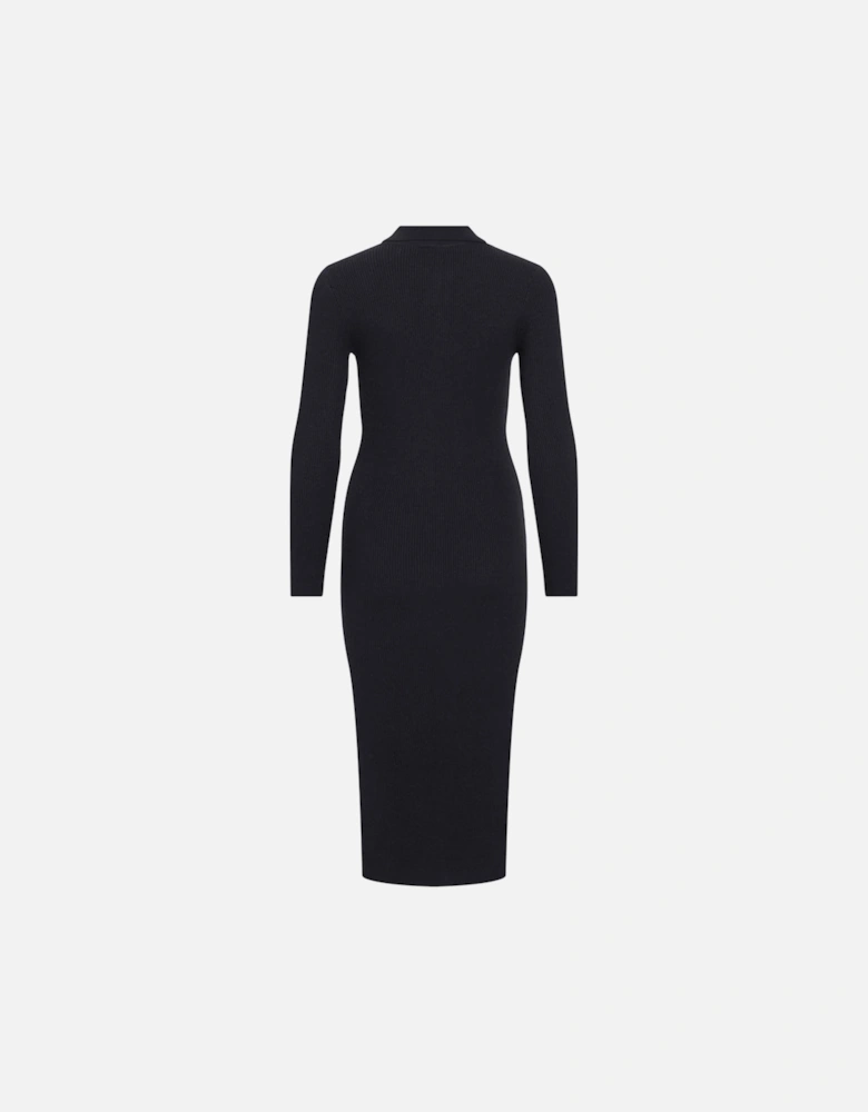 Meilani Long Sleeve Collar Knit Long Dress Black Beauty