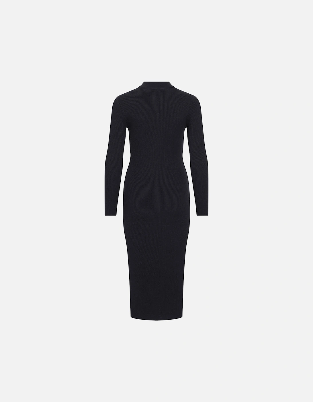 Meilani Long Sleeve Collar Knit Long Dress Black Beauty