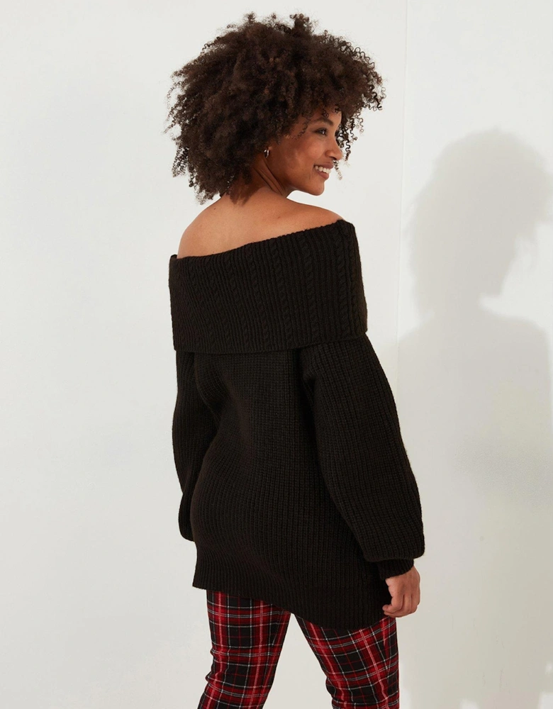 Off-the-shoulder Jumper - Black