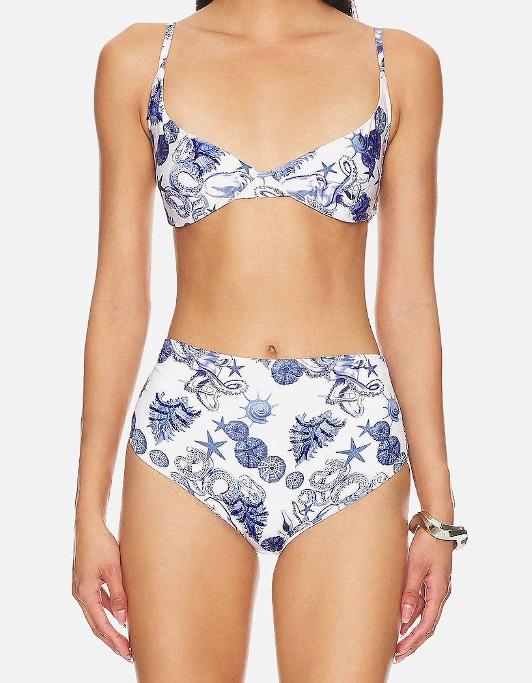 Bruna High Rise Premium Bikini Top Blue and White, 6 of 5